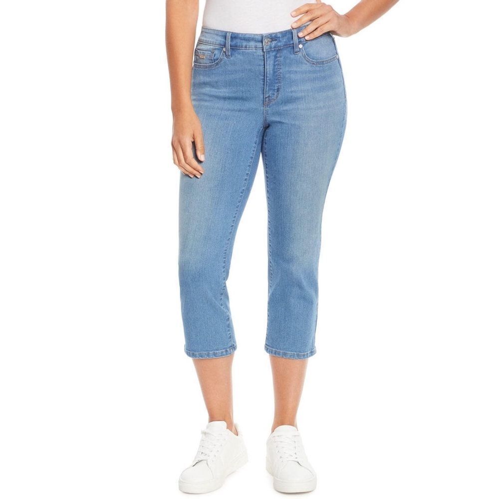NWT NINE WEST Mid Rise Relaxed Fit Chrystie Capri Stretch Denim in Canyon, 12